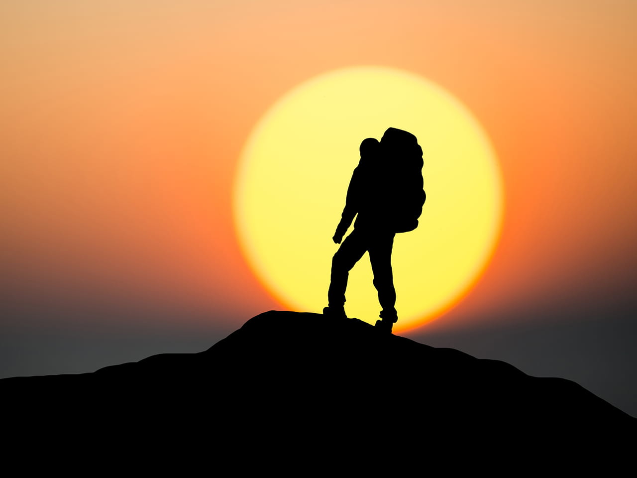 person at a mountain